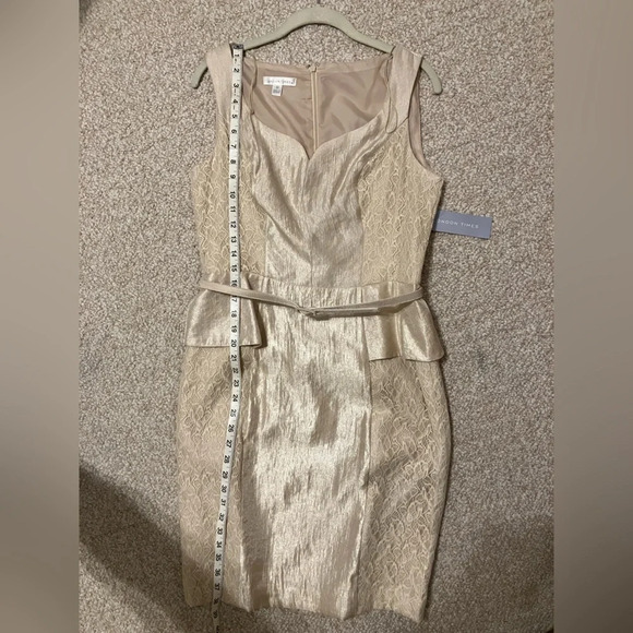 London Times‎ Sleeveless Belted Peplum Dress Champagne Womens size 10 - Picture 13 of 13